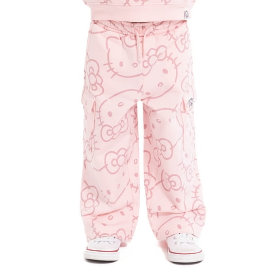 Wonder Nation Hello Kitty Baby and Toddler Girls Graphic Fleece Cargo Pants, Sizes 12M-3T