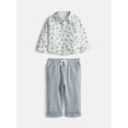 thumbnail image 1 of Wonder Nation Baby Boys Button Down Cotton Shirt and Pants Set, 2 Piece, Sizes 0/3M-24M, 1 of 3
