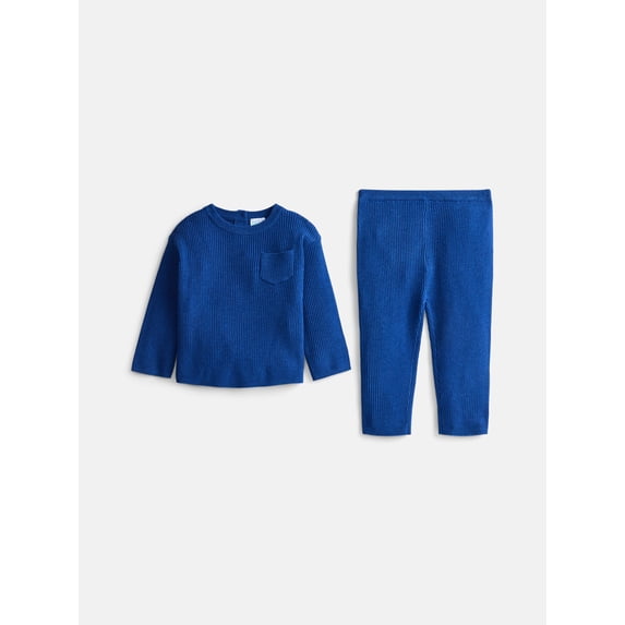 Wonder Nation Baby Boys Sweater Knit Top and Pants Set, 2 Piece, Sizes 0-3M-24M