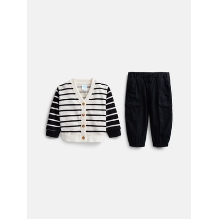 Wonder Nation Baby Boys Cardigan and Pants Set, 2 Piece, Sizes 0/3M-24M