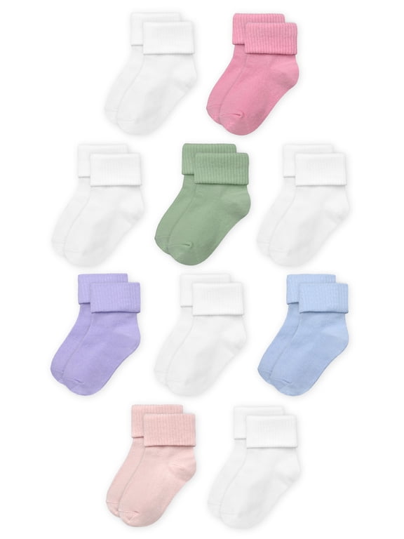 Infant Girls Bobby Socks, 10-Pack, Size 0-6M