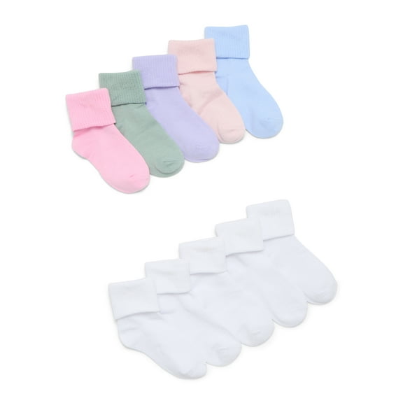 Wonder Nation Infant Girls Bobby Socks, 10-Pack, Size 0-6M