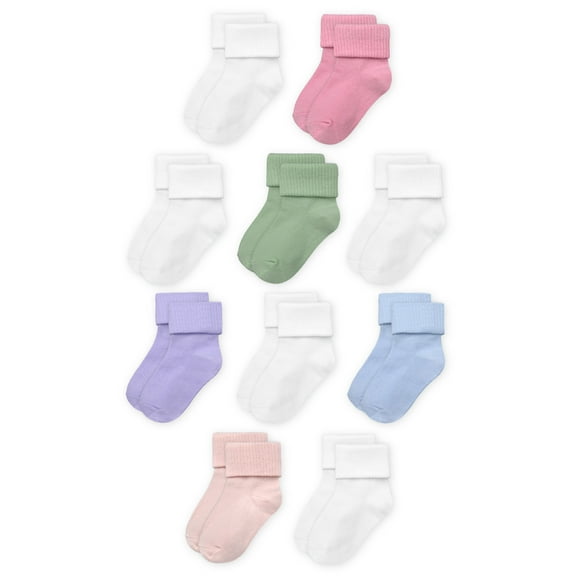 Wonder Nation Infant Girls Bobby Socks, 10-Pack, Size 18-36M