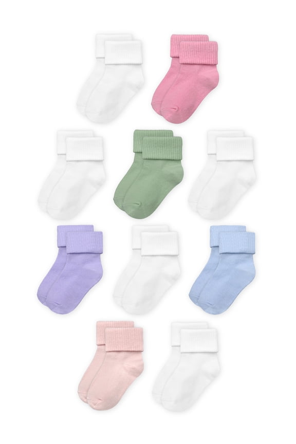Infant Girls Bobby Socks, 10-Pack, Size 3T-5T