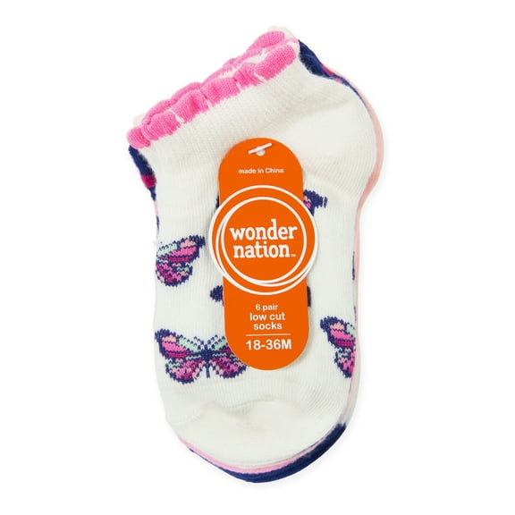 Wonder Nation Infant Girls Shorty Sock, 6 pack