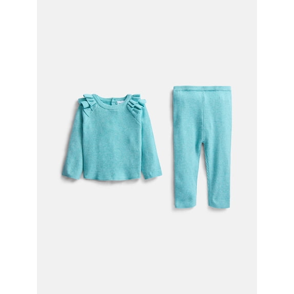 Wonder Nation Baby Girls Sweater Knit Top and Pants Set, 2 Piece, Sizes 0-3M-24M