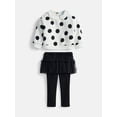 thumbnail image 1 of Wonder Nation Baby Girls Collar Top and Tutu Leggings Set, 2 Piece, Sizes 0/3M-24M, 1 of 3
