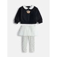 thumbnail image 1 of Wonder Nation Baby Girls Collar Top and Tutu Leggings Set, 2 Piece, Sizes 0/3M-24M, 1 of 3