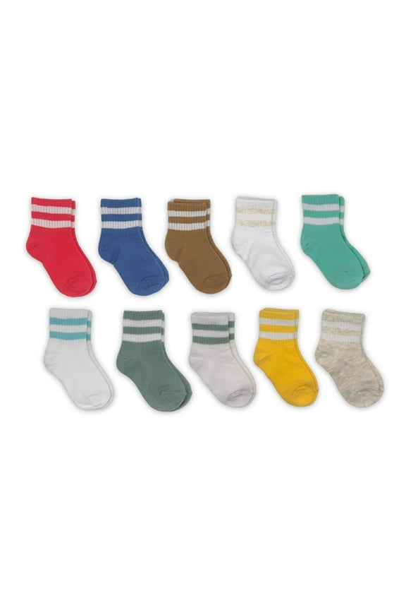 Baby and Toddler Mid-Crew Socks, 10-Pack, Sizes 0M-5T
