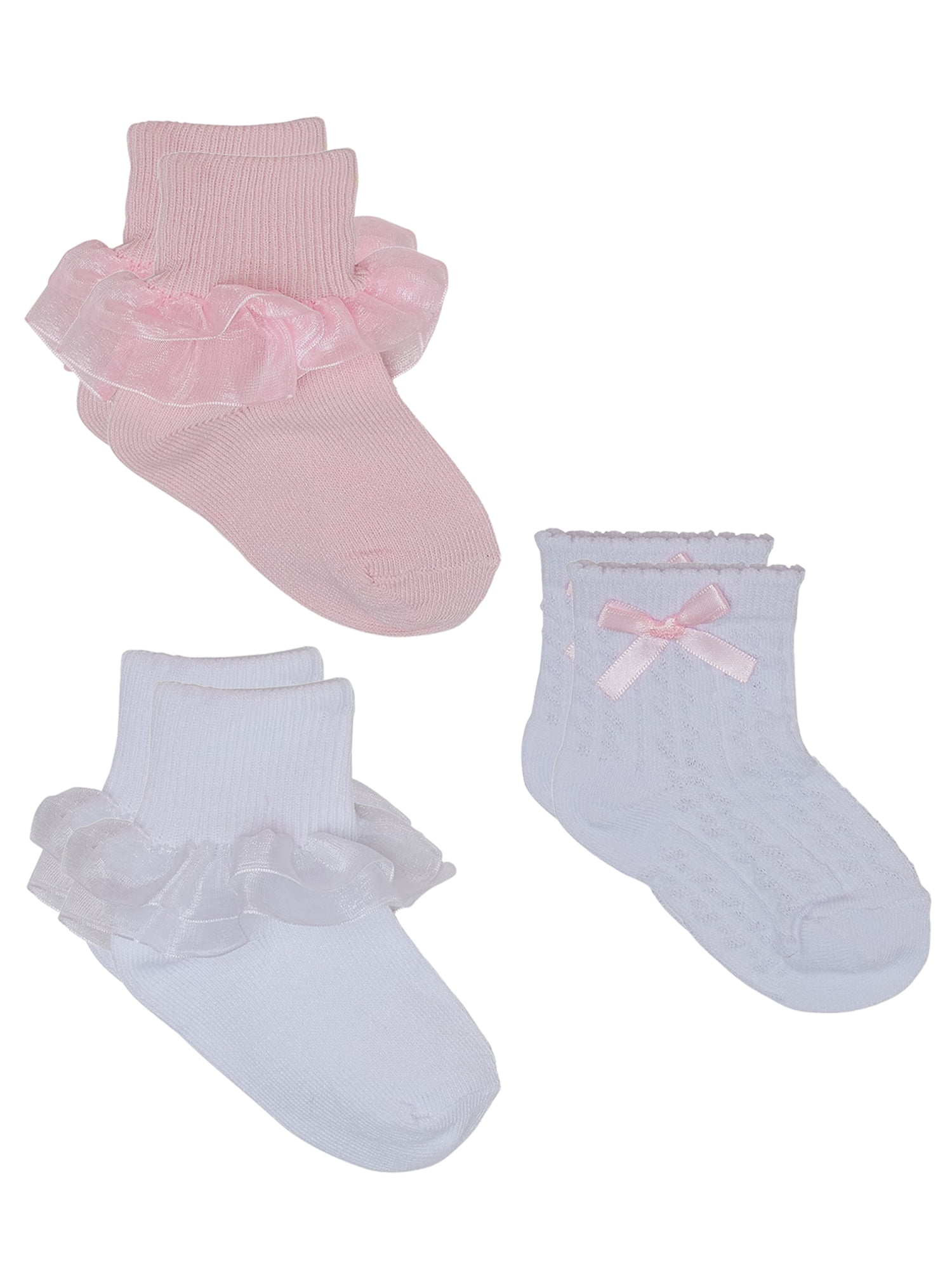 Wonder Nation Infant and Toddler Girls Dress Socks, 3 Pair Pack, Sizes 0M-5T