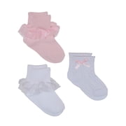 Wonder Nation Infant and Toddler Girls Dress Socks, 3 Pair Pack, Sizes 0M-5T