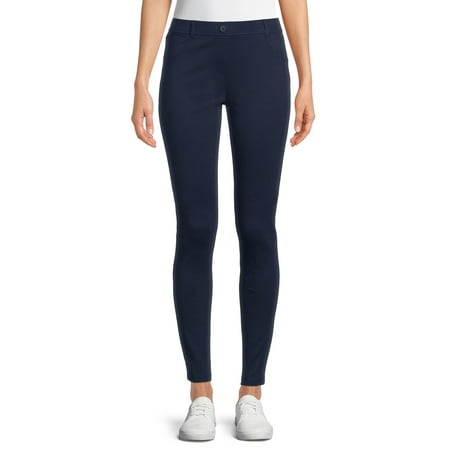 Wonder Nation Juniors School Uniform Stretch Ponte Knit Leggings, Sizes 3-15
