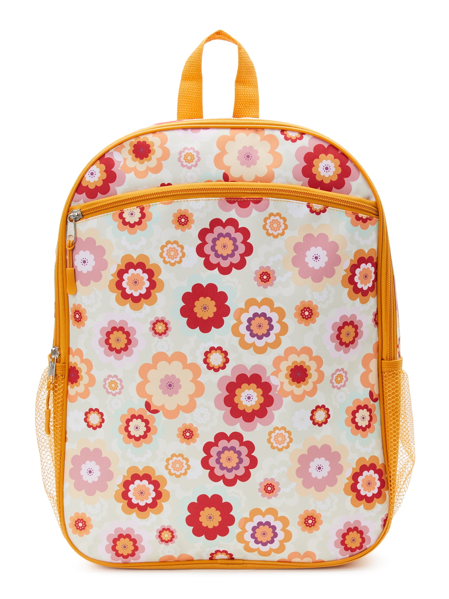 Wonder Nation Kids 16" Laptop Backpack, Hippie Floral Ochre Harvest