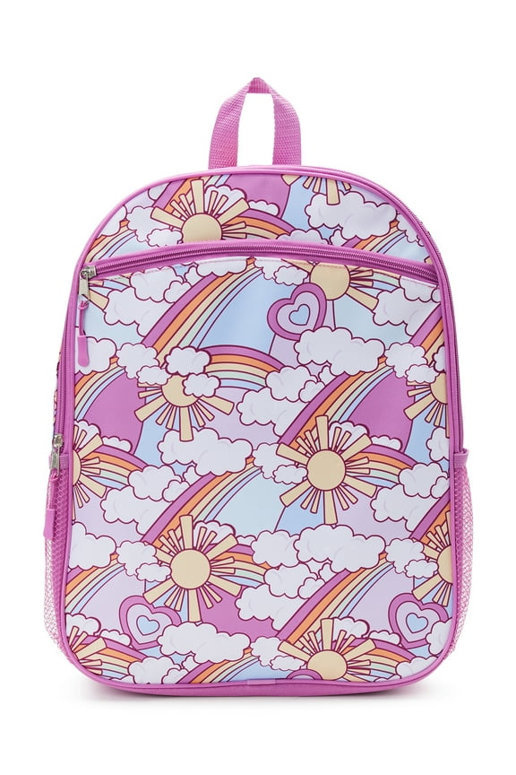 Kids 16" Laptop Backpack, Love and Rainbows Radiant Orchid