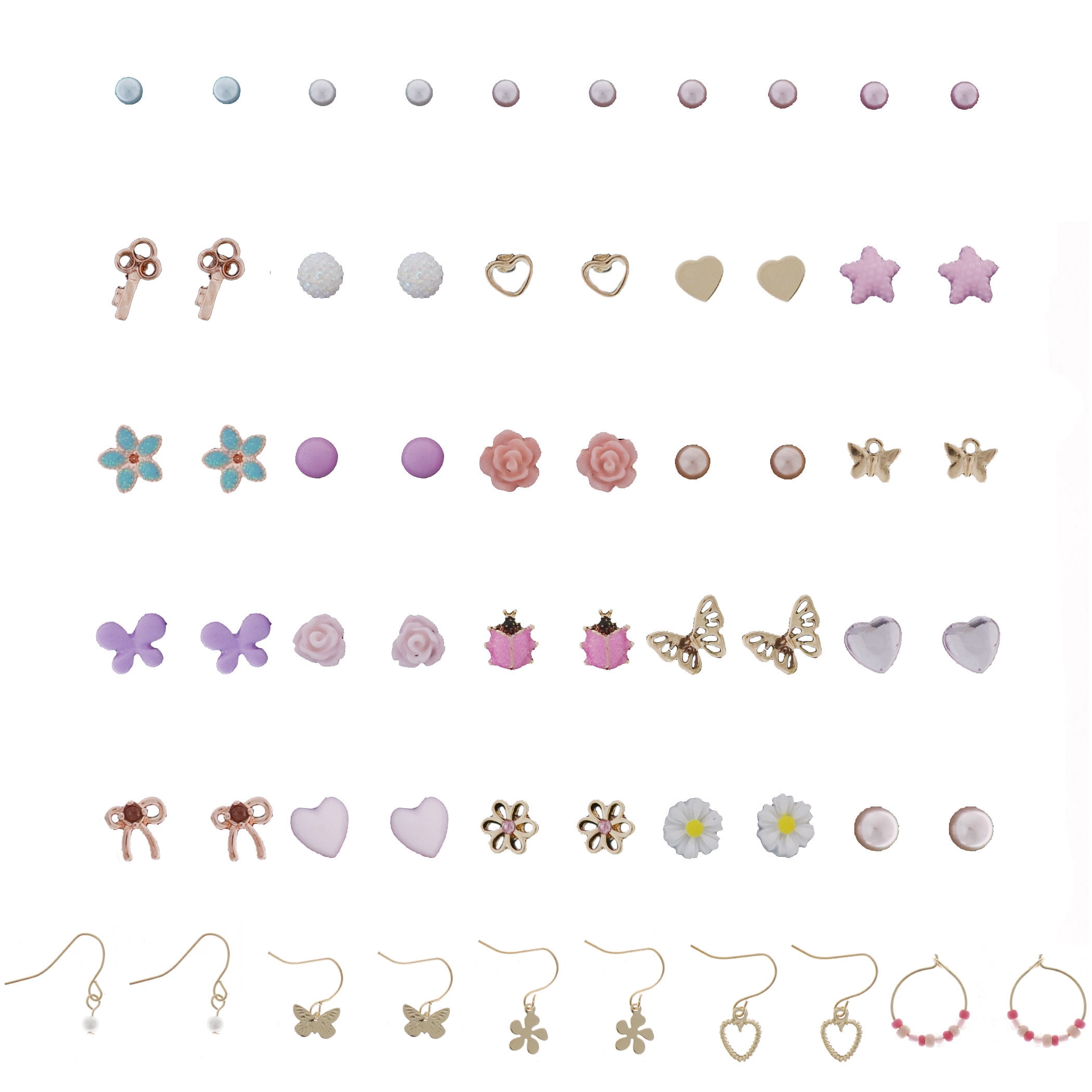 WONDER NATION Kids Beaded Charm Earrings, 30 Count Multi-color