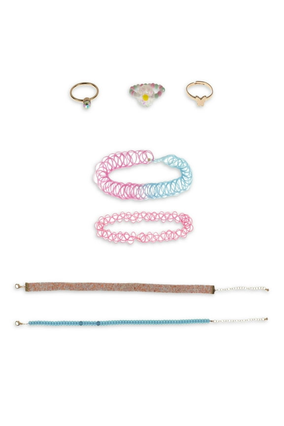 Kids Daisy Rings and Chokers Set, 7 Pack Multi-color