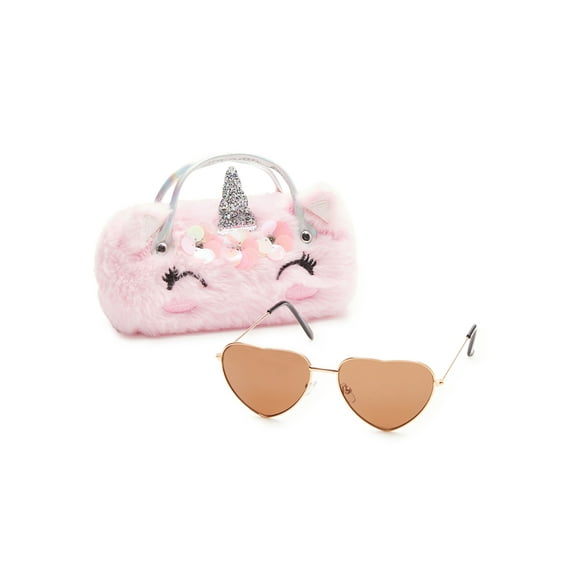 Wonder Nation Kids Heart Sunglasses with Unicorn Carrying Case