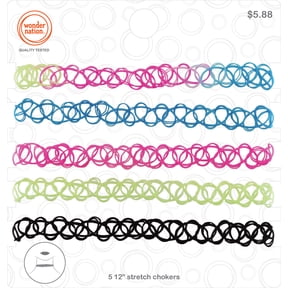 Wonder Nation Kids Tattoo Chokers, 5 Pack Multi-color