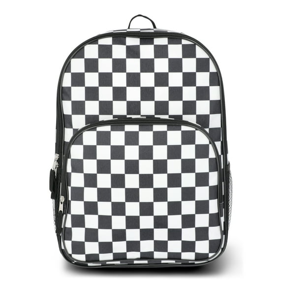 Wonder Nation Kids Unisex 17" Checkered Backpack, Black/White
