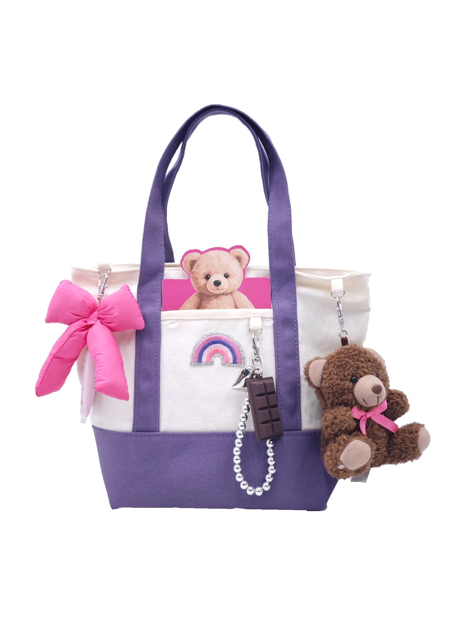 Wonder Nation Teddy Bear Mini Tote Bag, Purple