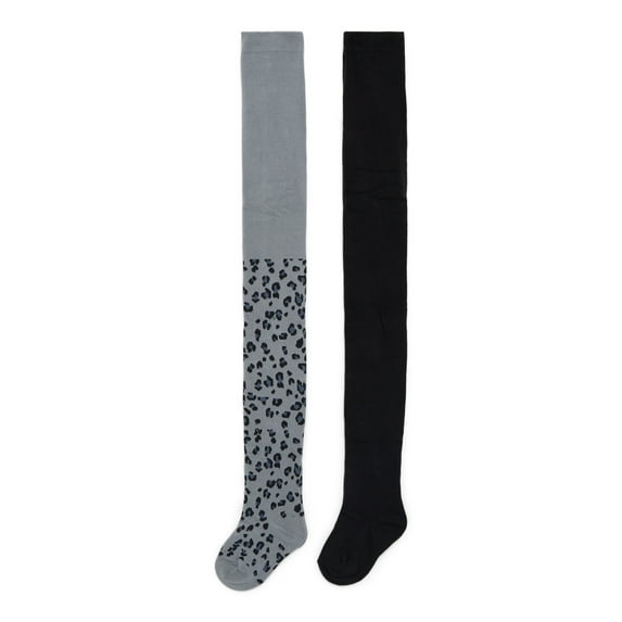 Wonder Nation Girls Leopard Tights, 2-Pack, Sizes S-L