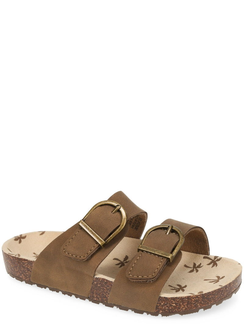 Wonder Nation Boys and Girls Faux Leather Sandals with Adjustable