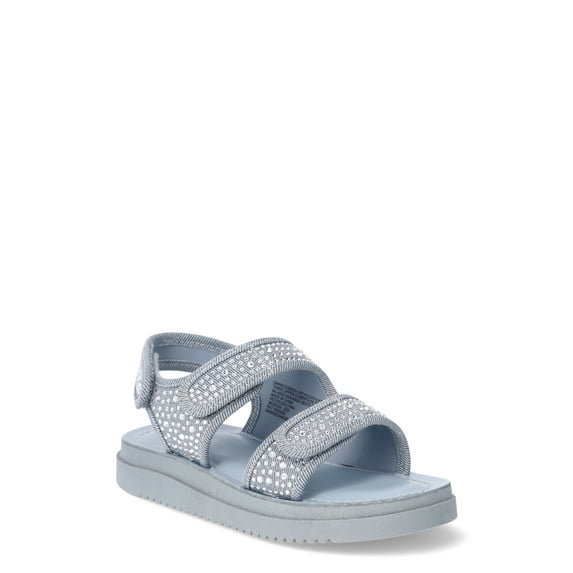 Wonder Nation Little & Big Girl Denim Rhinestone 2 Buckle Sandal