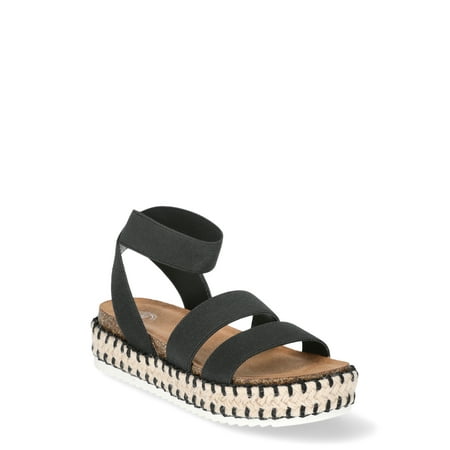Wonder Nation Little & Big Girl Elastic Raffia Sandal