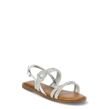 Wonder Nation Little & Big Girl Rhinestone Sandal
