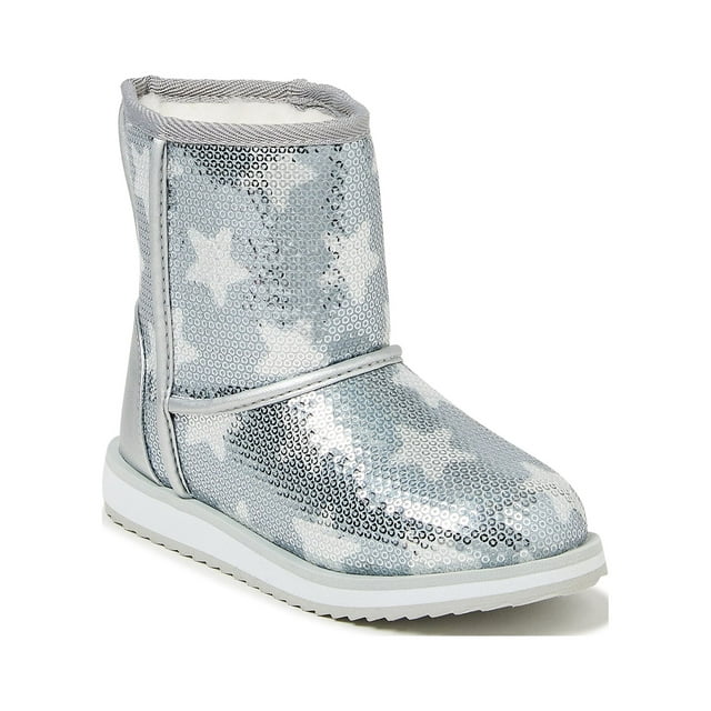 Wonder Nation Little & Big Girl Sequin Faux Shearling Winter Boot, Sizes 13-6