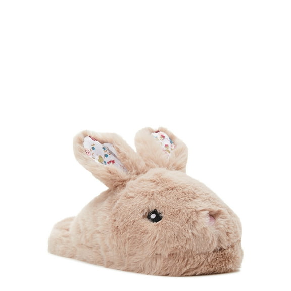 Wonder Nation Little & Big Girls Faux Fur Bunny Scuff Slippers