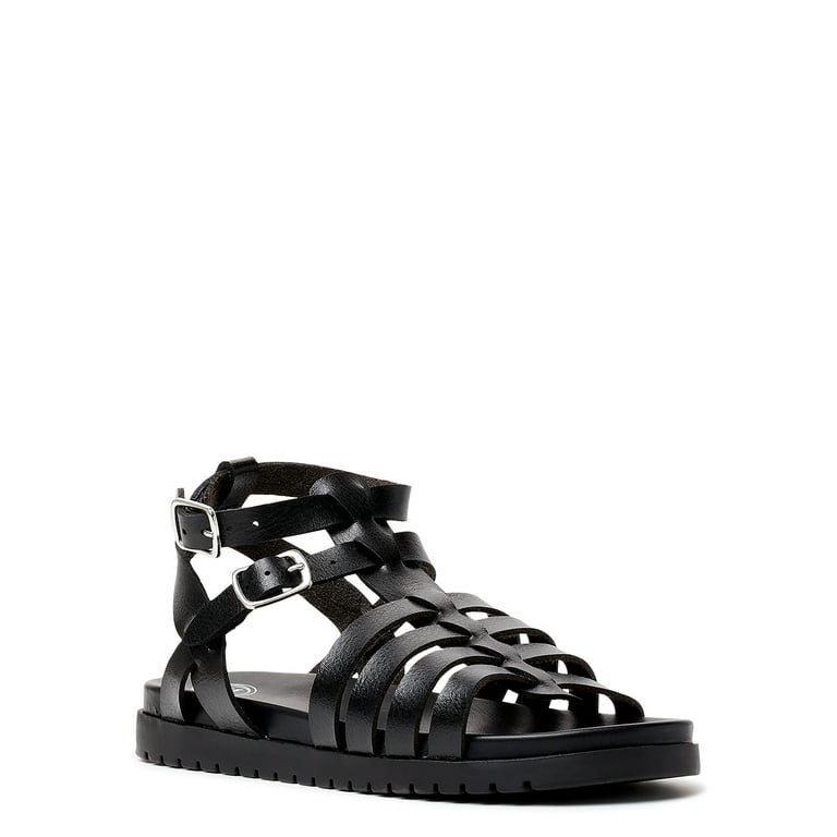 Girls black gladiator sandals hotsell
