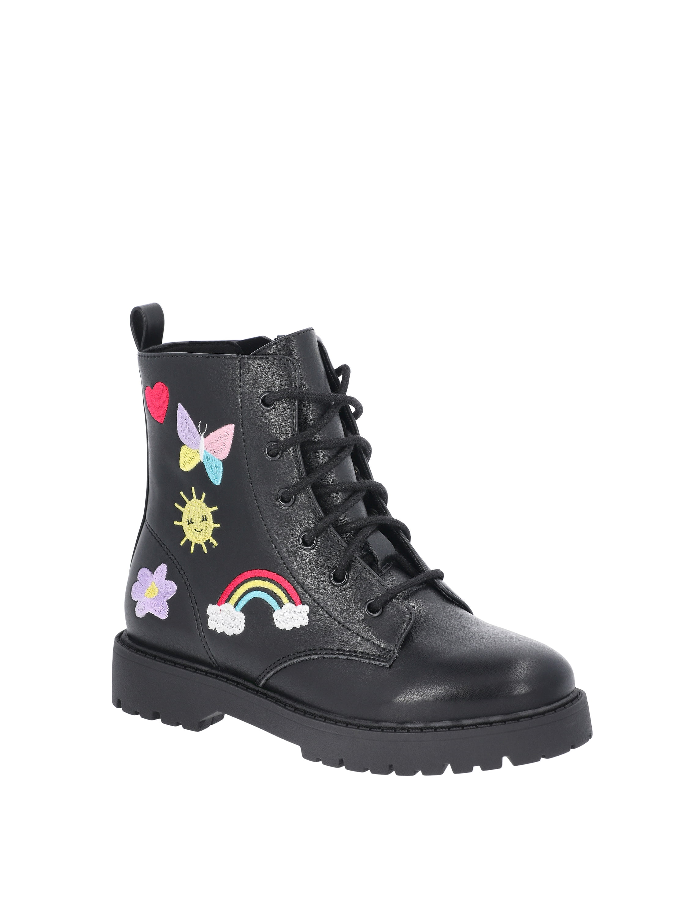 Wonder Nation Little & Big Girls Patch Combat Boots
