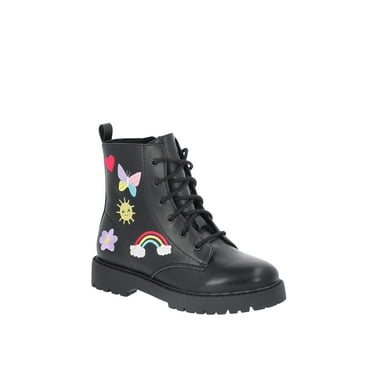 Wonder Nation Little & Big Girls Patch Combat Boots