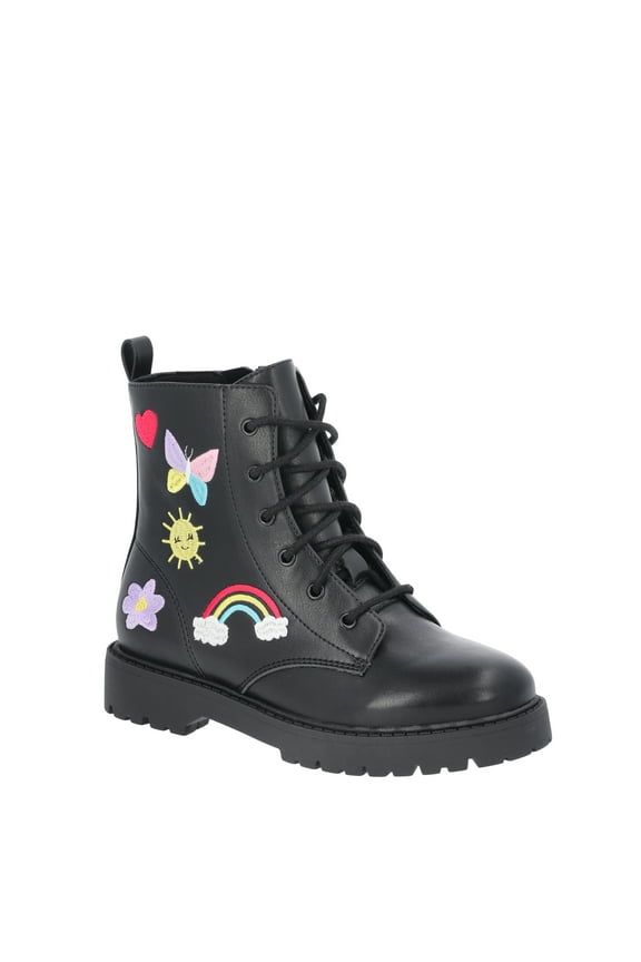 Little & Big Girls Patch Combat Boots
