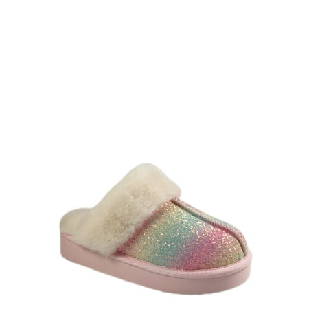 Wonder Nation Girls Scuff Slippers With Faux Fur Trim