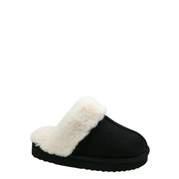 Wonder Nation Girls Scuff Slippers With Faux Fur Trim