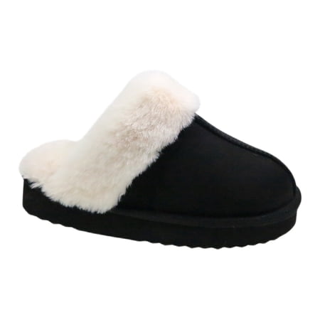 Wonder Nation Girls Scuff Slippers With Faux Fur Trim