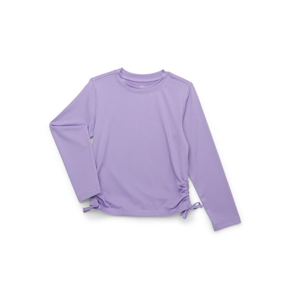 Wonder Nation Little & Big Girls Side Tie Rash Guard Swim Top with UPF50+, Sizes 4-18 & Plus