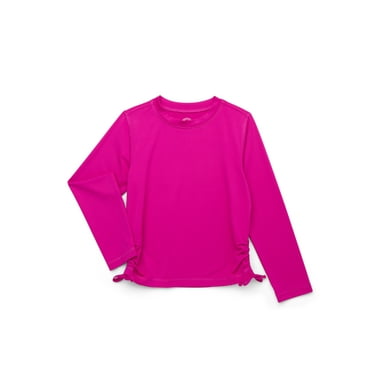 Wonder Nation Little & Big Girls Side Tie Rash Guard Swim Top with UPF50+, Sizes 4-18 & Plus