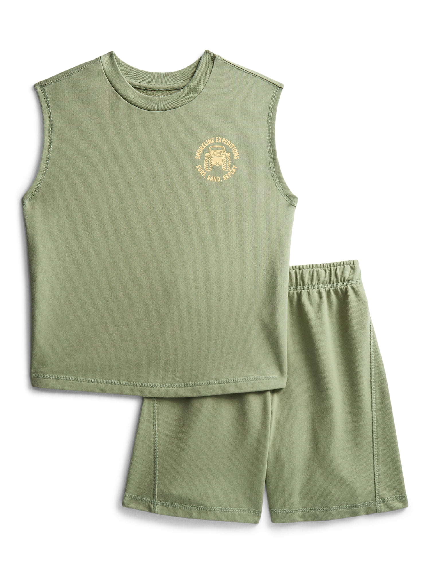 Wonder Nation Little Boys Graphic Tank Top and Shorts Set, 2-Piece, Sizes 4-10
