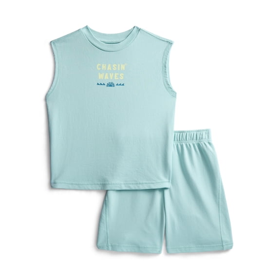 Wonder Nation Little Boys Graphic Tank Top and Shorts Set, 2-Piece, Sizes 4-10