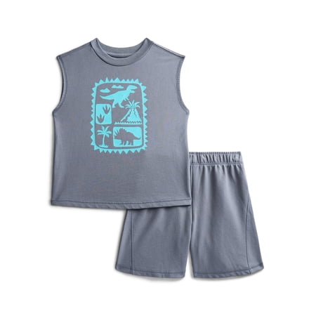 Wonder Nation Little Boys Graphic Tank Top and Shorts Set, 2-Piece, Sizes 4-10