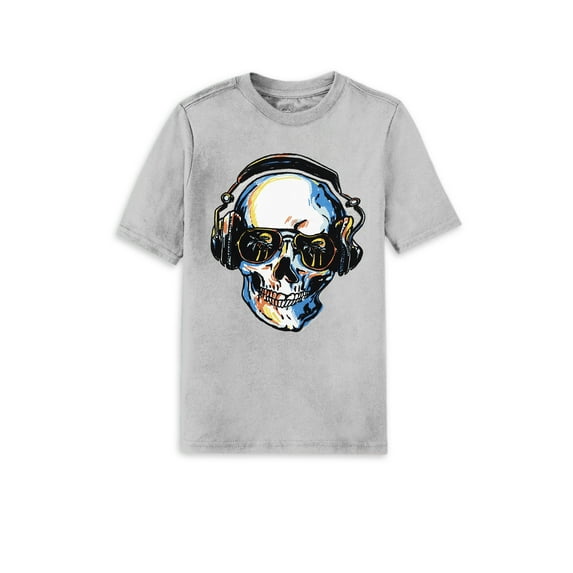 Wonder Nation Little Boys & Little Boys Glitch Skull Graphic Tee