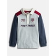 thumbnail image 1 of Wonder Nation Little Boys Colorblock Rugby Polo Shirt with Long Sleeves, Sizes 4-10, 1 of 3