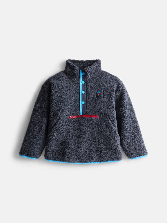 Boys Plush Quarter Snap Sweatshirt with Long Sleeves, Sizes 4-10
