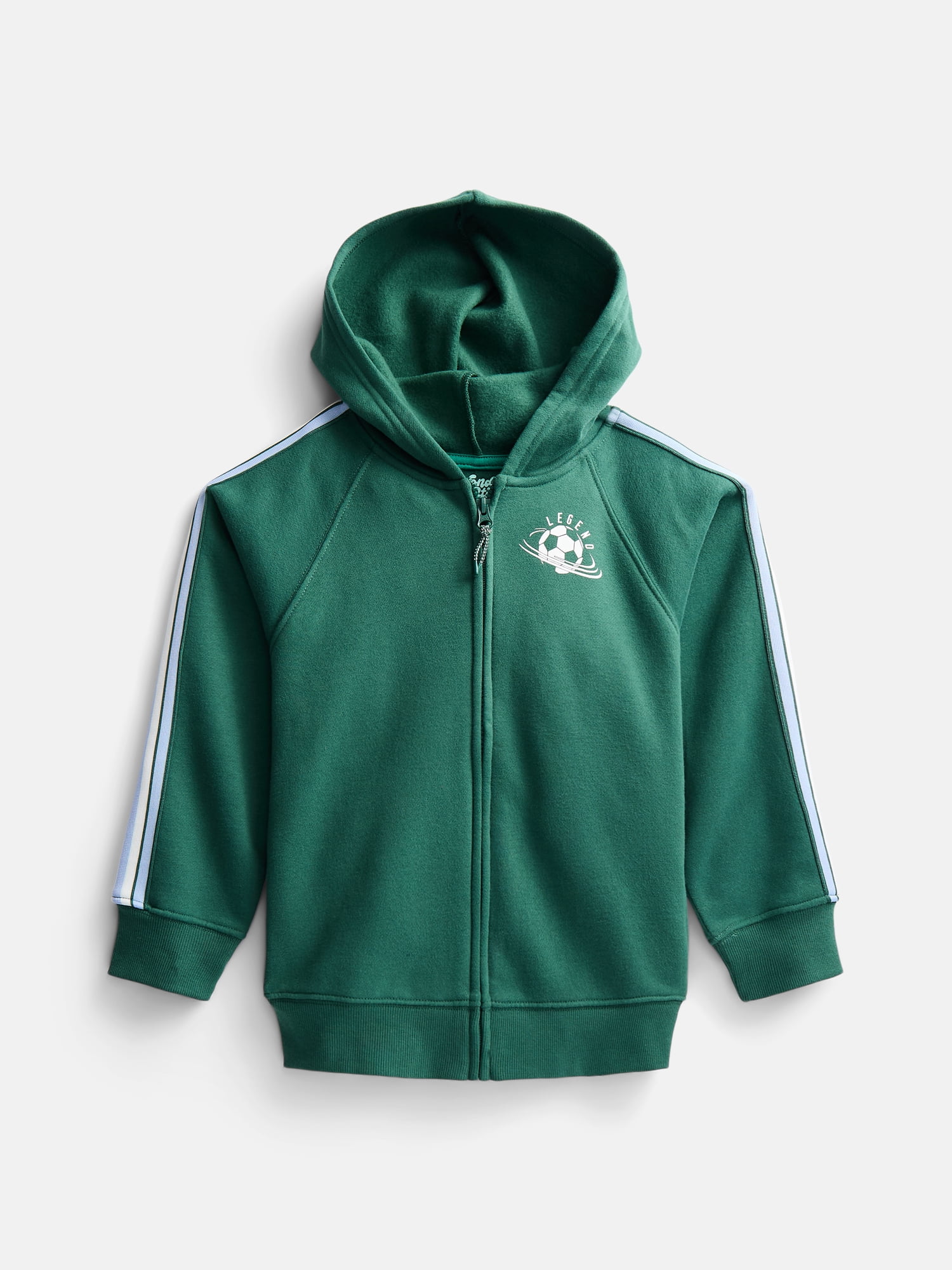 Wonder Nation Little Boys Raglan Zip Up Hoodie with Long Sleeves, Sizes 4-10