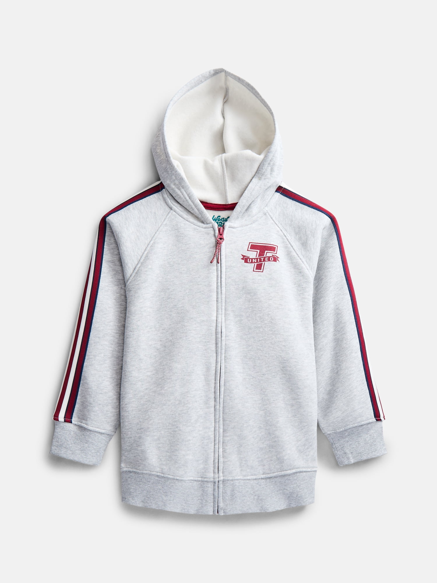 Wonder Nation Little Boys Raglan Zip Up Hoodie with Long Sleeves, Sizes 4-10