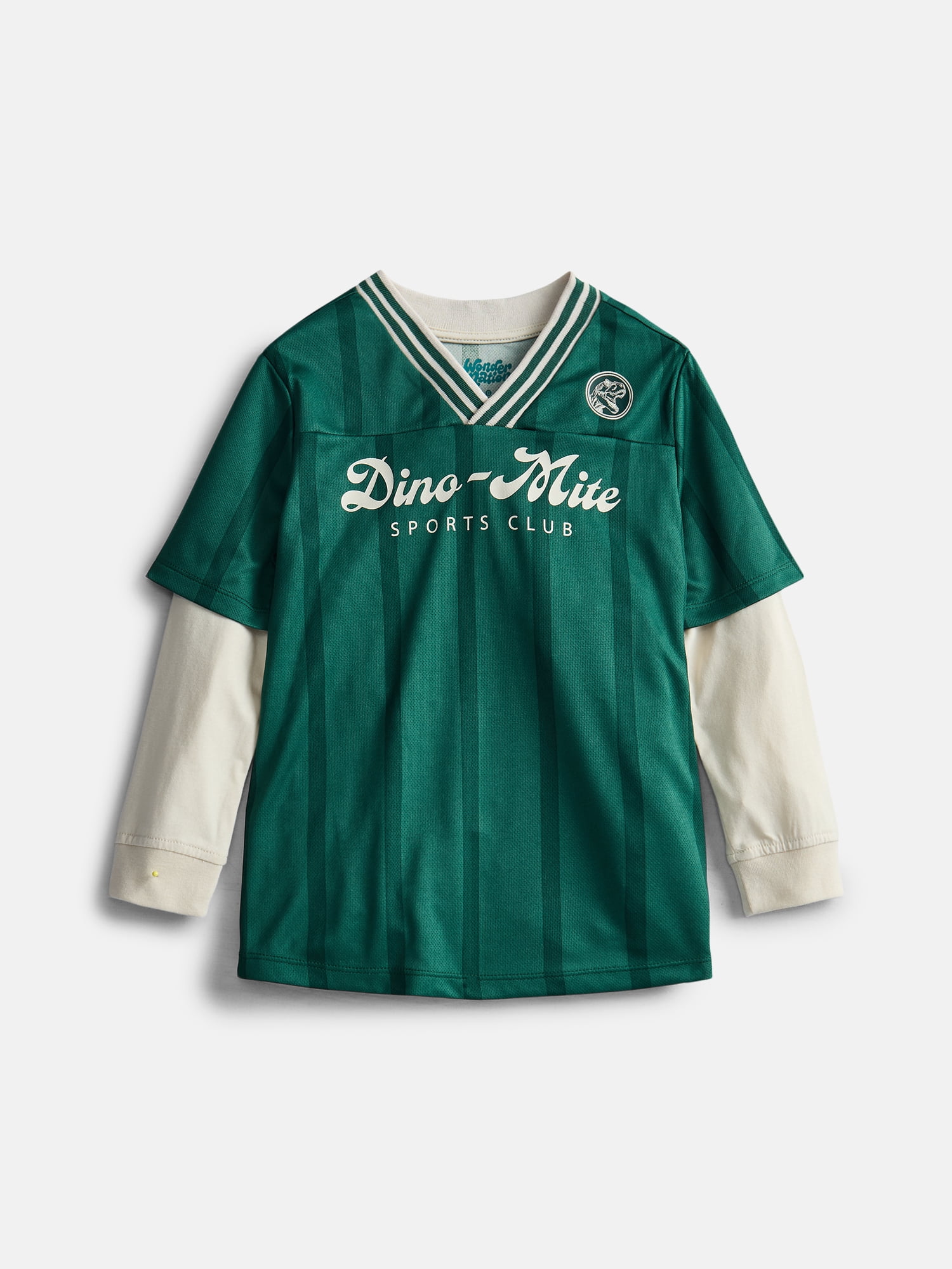 Wonder Nation Little Boys Soccer Jersey Tee with Long Sleeves, 2 Piece, Sizes 4-10