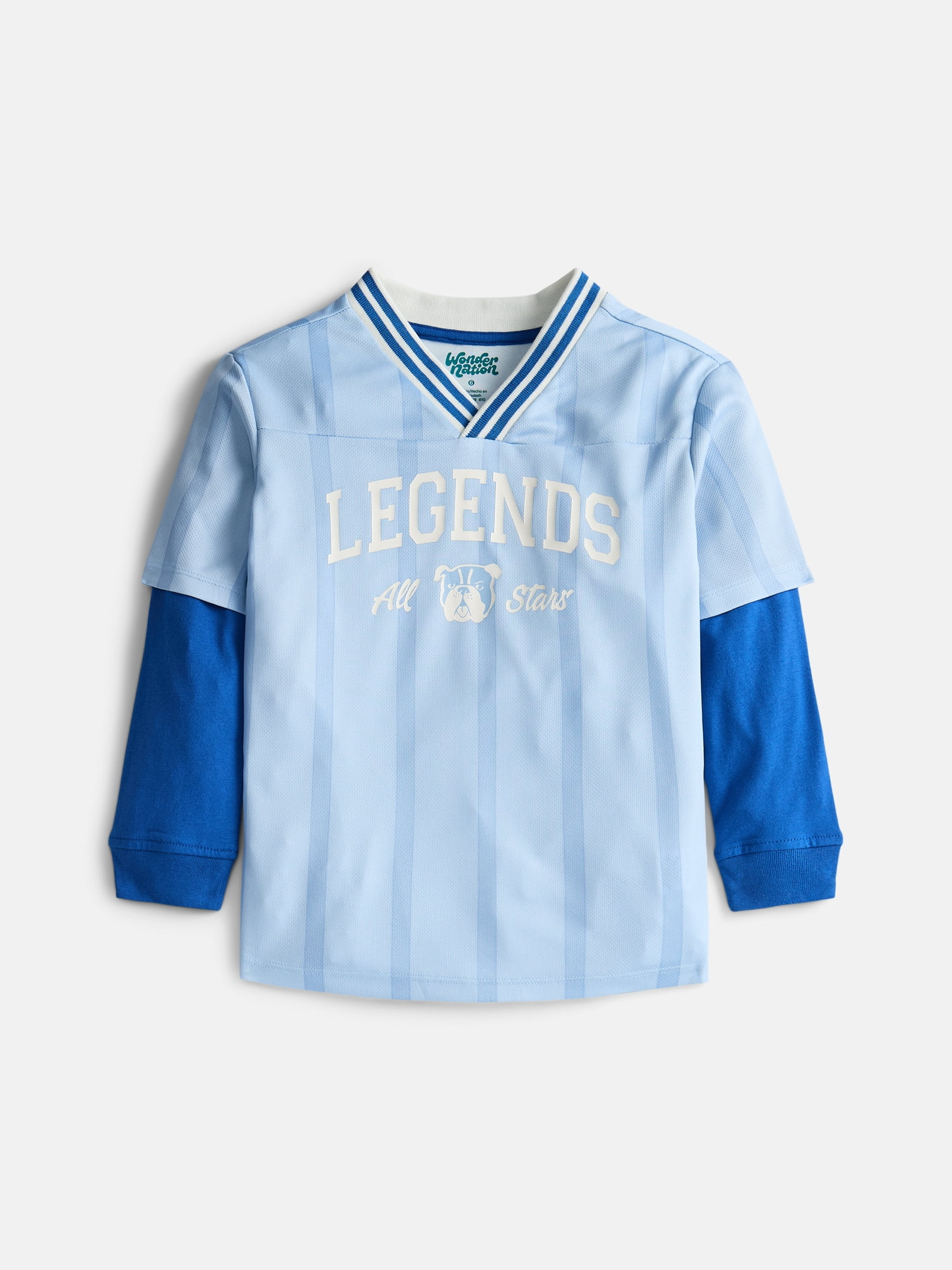 Wonder Nation Little Boys Soccer Jersey Tee with Long Sleeves, 2 Piece, Sizes 4-10